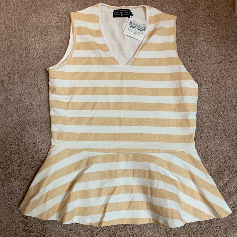 NWT gold striped peplum top